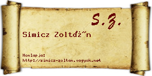 Simicz Zoltán névjegykártya